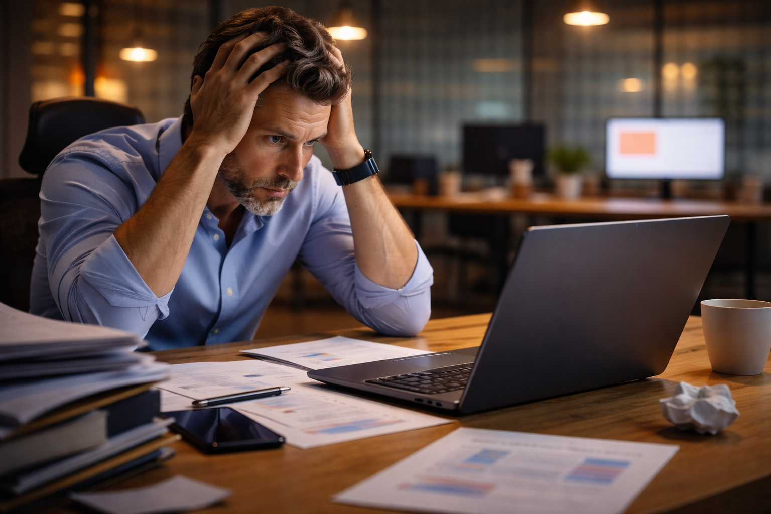 Gestionnaire stressé face aux risques projet